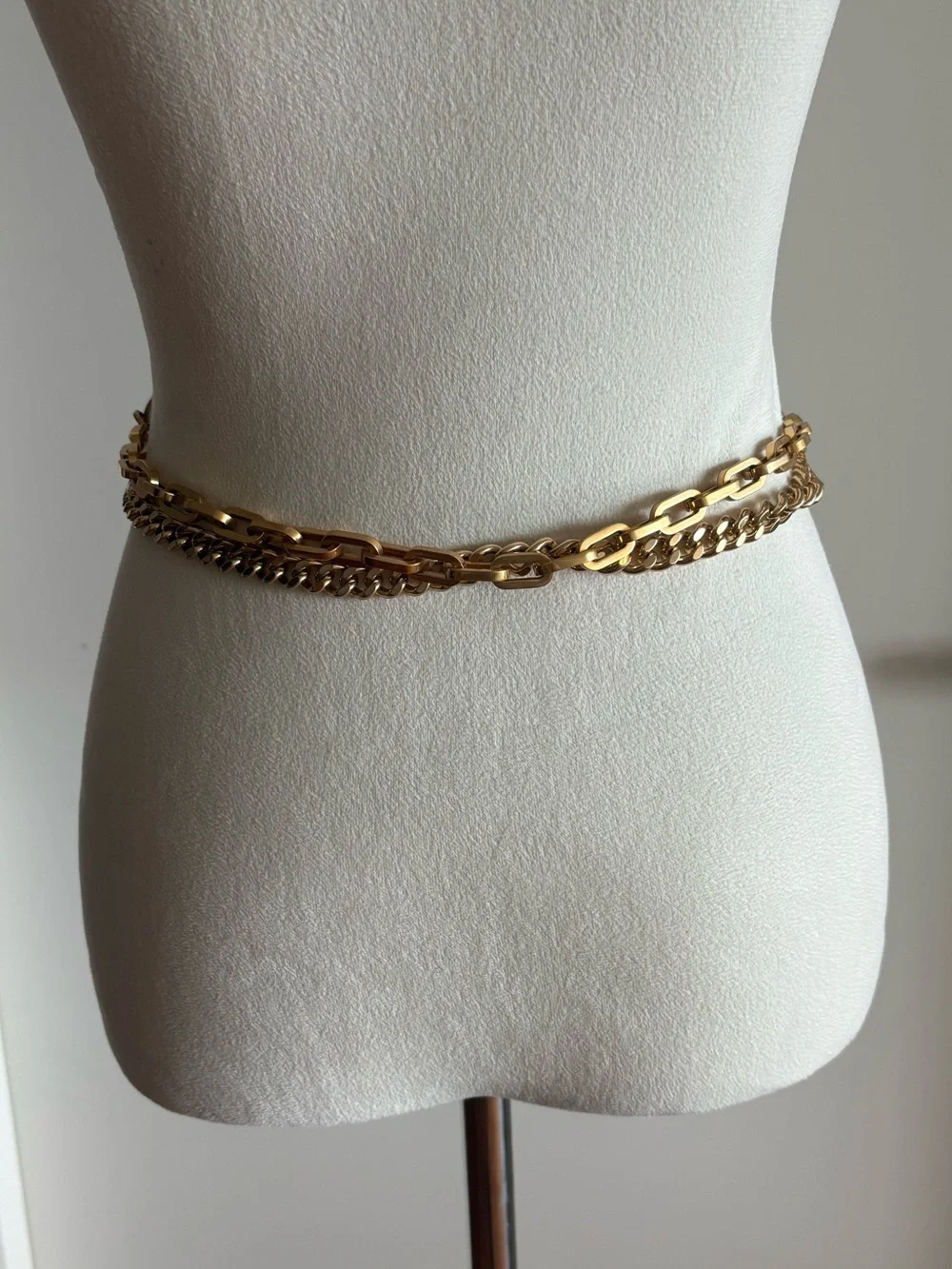 Marc by Marc Jacobs Brown Orange Leather Chain Belt Gold Tone Rare